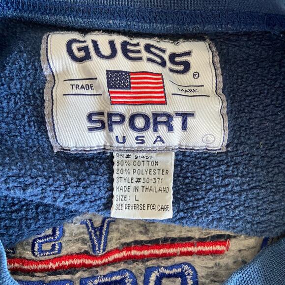 VINTAGE GUESS Crewneck - USA Embroidered Logo - 90s Retro Sport - Size L - Picture 3 of 5
